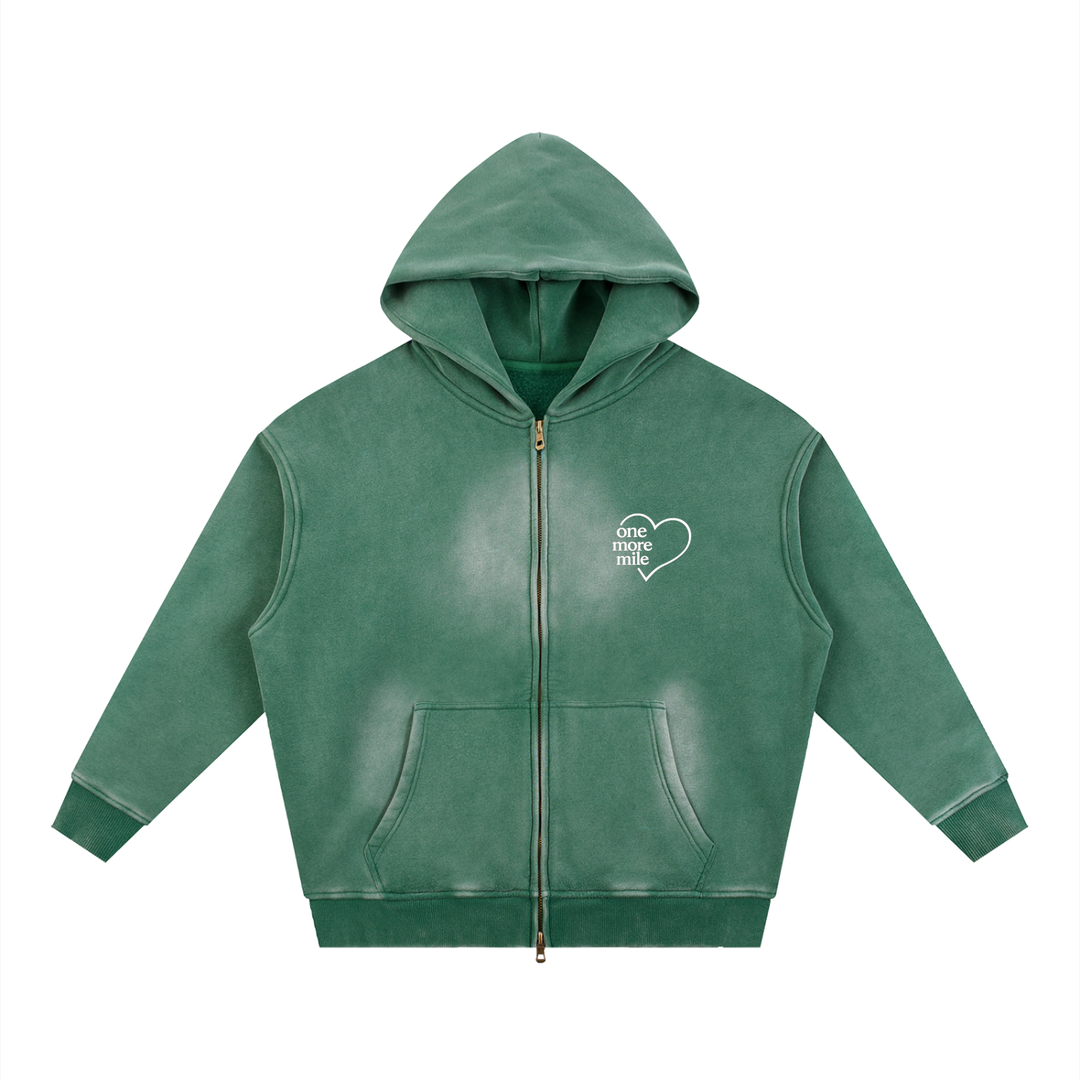Sunfade Two-way Zipper Boxy Fleece Hoodie