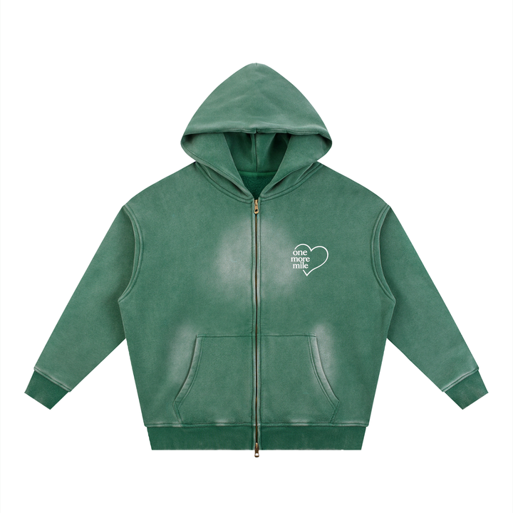 Sunfade Two-way Zipper Boxy Fleece Hoodie