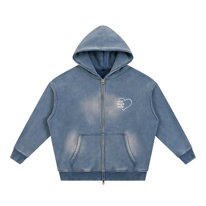 Sunfade Two-way Zipper Boxy Fleece Hoodie