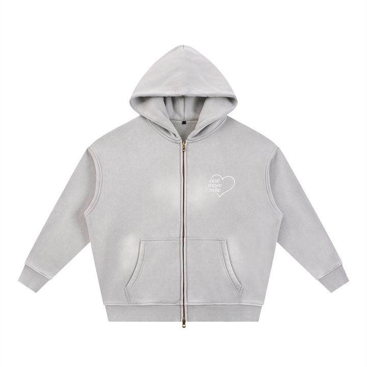 Sunfade Two-way Zipper Boxy Fleece Hoodie