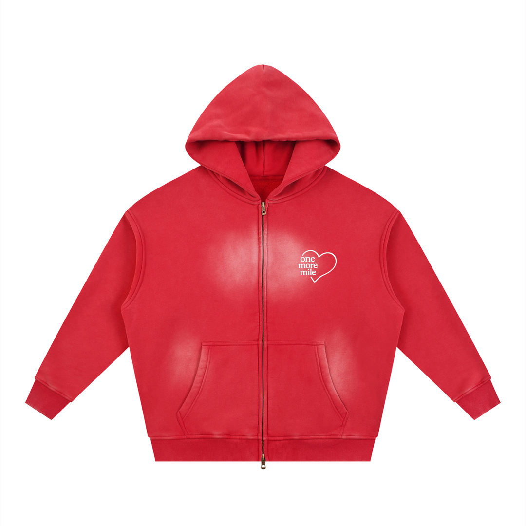 Sunfade Two-way Zipper Boxy Fleece Hoodie
