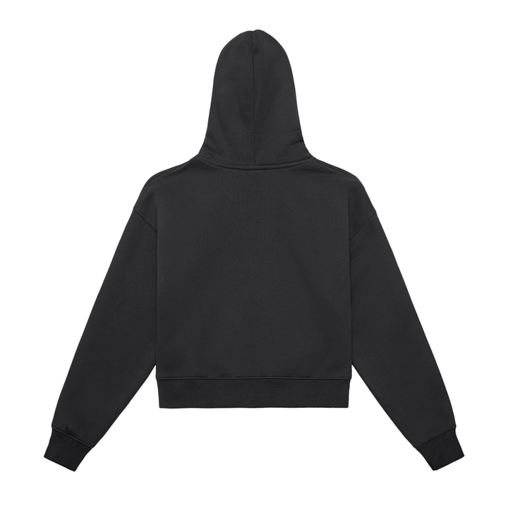 Fleeced Zip-Up Cropped Hoodie