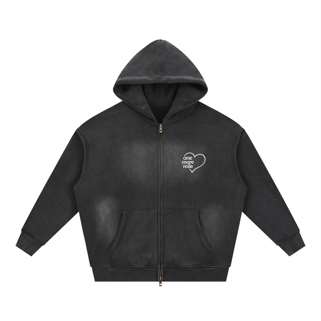 Sunfade Two-way Zipper Boxy Fleece Hoodie