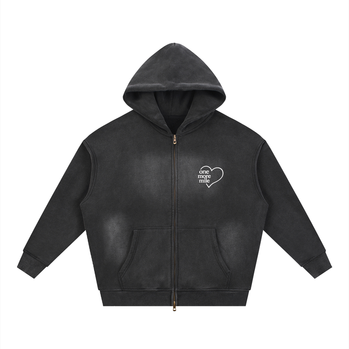 Sunfade Two-way Zipper Boxy Fleece Hoodie