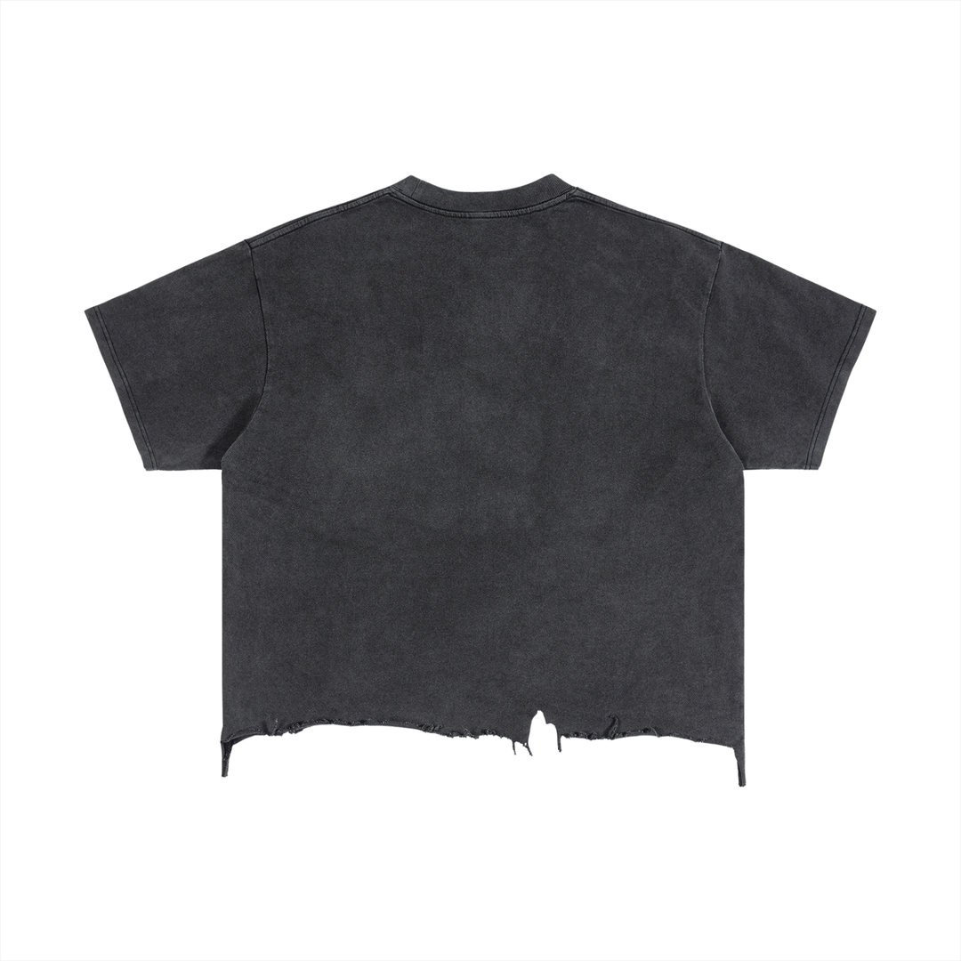 Vintage Wash Boxy Distressed Hem T-Shirt